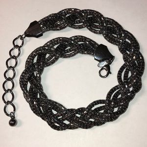 Express gunmetal chain braided chunky necklace
